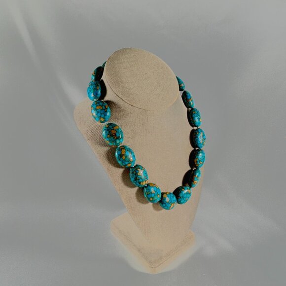 18 IN INCH FAUX TURQUOISE NECKLACE. - Picture 3 of 6